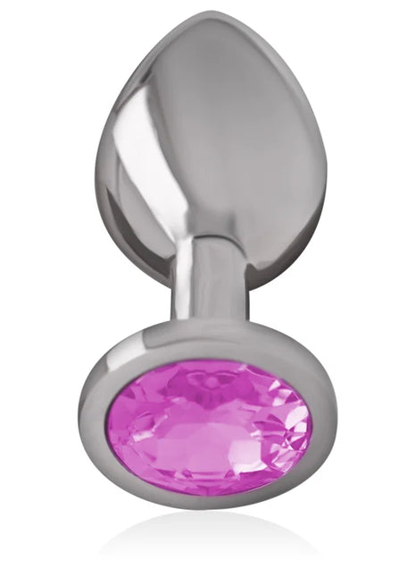 INTENSE - ANALPLUG AUS ALUMINIUMMETALL MIT ROSA KRISTALL GRÖSSE L - Analplug