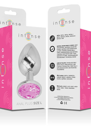 INTENSE - ANALPLUG AUS ALUMINIUMMETALL MIT ROSA KRISTALL GRÖSSE L - Analplug