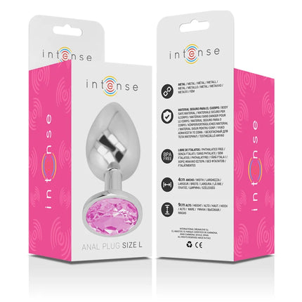 INTENSE - ANALPLUG AUS ALUMINIUMMETALL MIT ROSA KRISTALL GRÖSSE L - Analplug