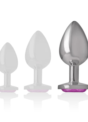 INTENSE - ANALPLUG AUS ALUMINIUMMETALL MIT ROSA KRISTALL GRÖSSE L - Analplug