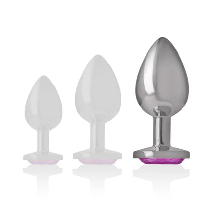INTENSE - ANALPLUG AUS ALUMINIUMMETALL MIT ROSA KRISTALL GRÖSSE L - Analplug
