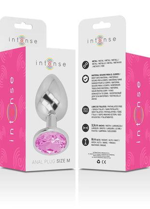 INTENSE - ANALPLUG AUS ALUMINIUMMETALL MIT ROSA KRISTALL GRÖSSE M - Analplug