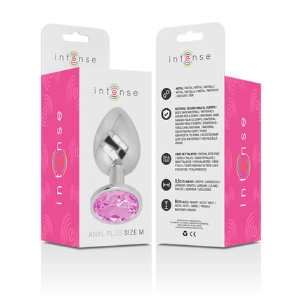 INTENSE - ANALPLUG AUS ALUMINIUMMETALL MIT ROSA KRISTALL GRÖSSE M - Analplug