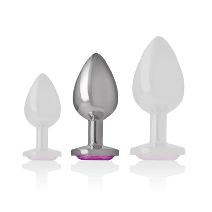 INTENSE - ANALPLUG AUS ALUMINIUMMETALL MIT ROSA KRISTALL GRÖSSE M - Analplug