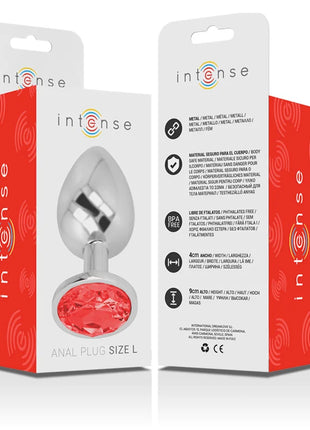 INTENSE - ANALPLUG AUS ALUMINIUMMETALL MIT ROTEM KRISTALL GRÖSSE L - Analplug