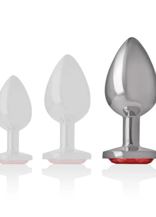 INTENSE - ANALPLUG AUS ALUMINIUMMETALL MIT ROTEM KRISTALL GRÖSSE L - Analplug