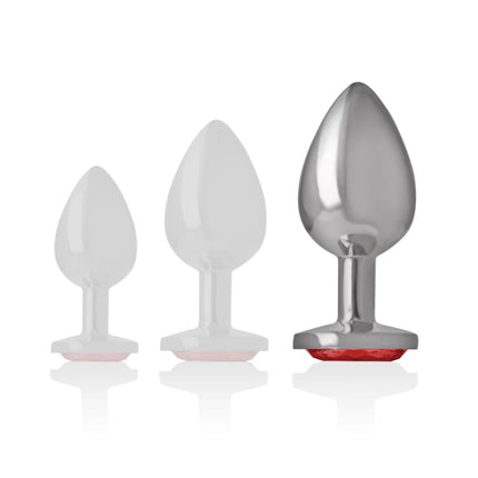 INTENSE - ANALPLUG AUS ALUMINIUMMETALL MIT ROTEM KRISTALL GRÖSSE L - Analplug
