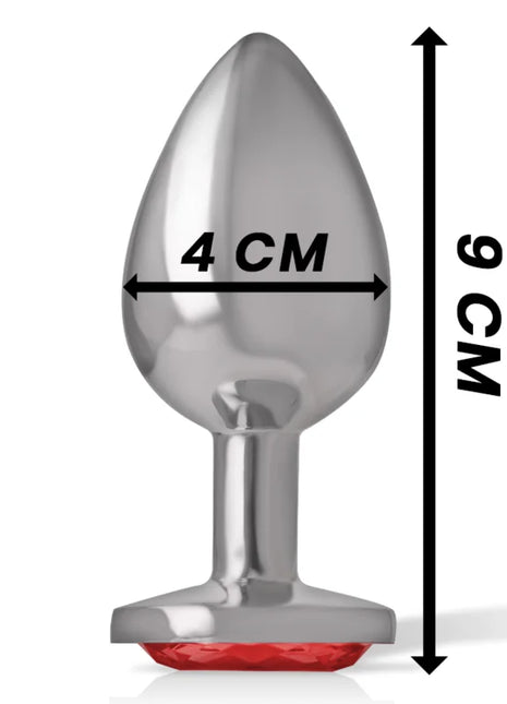 INTENSE - ANALPLUG AUS ALUMINIUMMETALL MIT ROTEM KRISTALL GRÖSSE L - Analplug