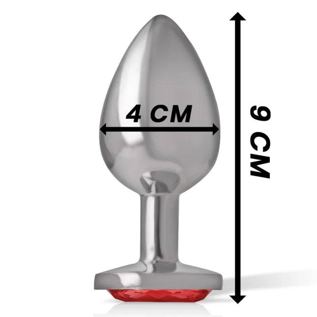 INTENSE - ANALPLUG AUS ALUMINIUMMETALL MIT ROTEM KRISTALL GRÖSSE L - Analplug