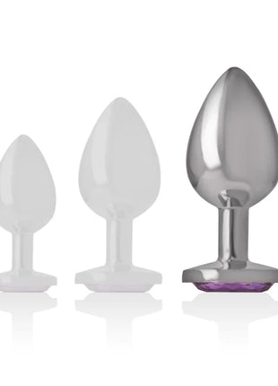 INTENSE - ANALPLUG AUS ALUMINIUMMETALL MIT VIOLETTEM KRISTALL GRÖSSE L - Analplug