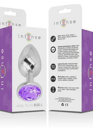 INTENSE - ANALPLUG AUS ALUMINIUMMETALL MIT VIOLETTEM KRISTALL GRÖSSE L - Analplug