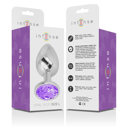 INTENSE - ANALPLUG AUS ALUMINIUMMETALL MIT VIOLETTEM KRISTALL GRÖSSE L - Analplug