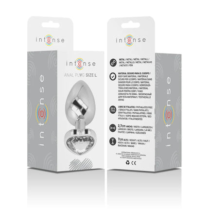 INTENSE - ANALPLUG METALL ALUMINIUM WEISS HERZ GRÖSSE L - Analplug