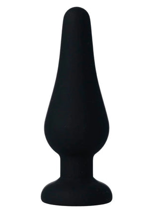 Schwarzer silikon analplug intense pipo m mit spitz zulaufender abgerundeter spitze und matter oberfläche 11 cm