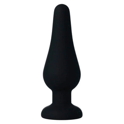 Schwarzer silikon analplug intense pipo m mit spitz zulaufender abgerundeter spitze und matter oberfläche 11 cm