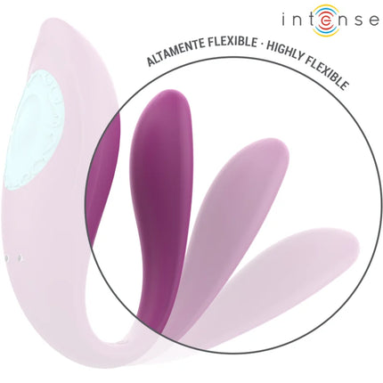 Intense annie u-förmiger vibrator und stimulator lila aus flexiblem silikon mit blauem translucent fernbedienungspad