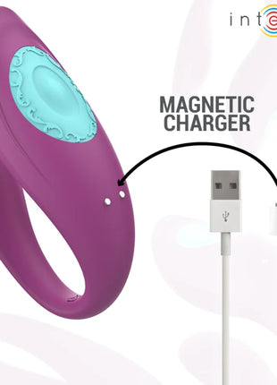 Lila intensive annie u-förmiger vibrator und stimulator mit teal verziertem kreisförmigem bedienfeld