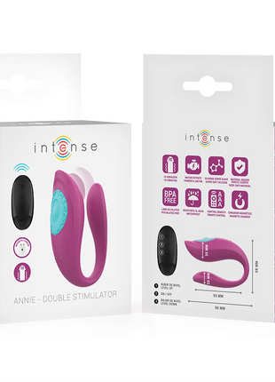 Lila und teal silikon doppelstimulator mit schlankem ergonomischem design remote gesteuert intense annie u-förmiger vibrator und stimulator