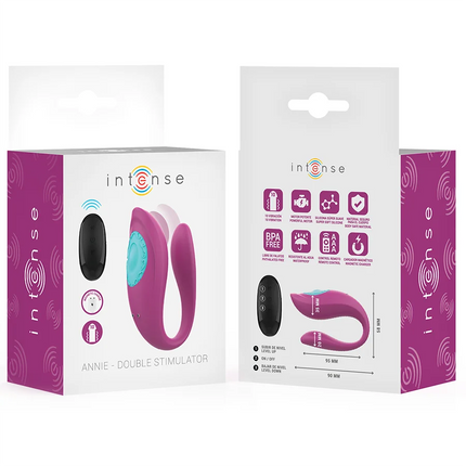 Lila und teal silikon doppelstimulator mit schlankem ergonomischem design remote gesteuert intense annie u-förmiger vibrator und stimulator