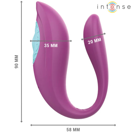 Lila intense annie u-förmiger vibratory und stimulator mit hellblauem strukturiertem panel und fernbedienung