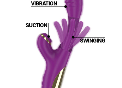 INTENSE - ATENEO WIEDERAUFLADBARER MULTIFUNKTIONSVIBRATOR 7 VIBRATIONEN MIT LILA SCHWINGENDER UND SAUGEN ZUNGE