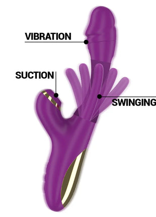 INTENSE - ATENEO WIEDERAUFLADBARER MULTIFUNKTIONSVIBRATOR 7 VIBRATIONEN MIT LILA SCHWINGENDER UND SAUGEN ZUNGE