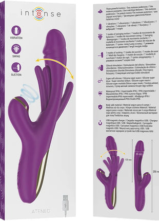 INTENSE - ATENEO WIEDERAUFLADBARER MULTIFUNKTIONSVIBRATOR 7 VIBRATIONEN MIT LILA SCHWINGENDER UND SAUGEN ZUNGE