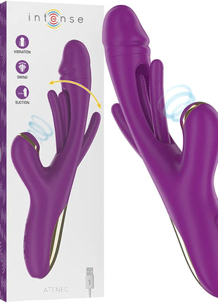 INTENSE - ATENEO WIEDERAUFLADBARER MULTIFUNKTIONSVIBRATOR 7 VIBRATIONEN MIT LILA SCHWINGENDER UND SAUGEN ZUNGE