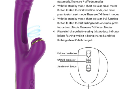 INTENSE - ATENEO WIEDERAUFLADBARER MULTIFUNKTIONSVIBRATOR 7 VIBRATIONEN MIT LILA SCHWINGENDER UND SAUGEN ZUNGE