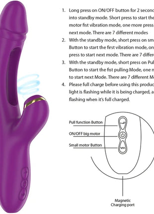INTENSE - ATENEO WIEDERAUFLADBARER MULTIFUNKTIONSVIBRATOR 7 VIBRATIONEN MIT LILA SCHWINGENDER UND SAUGEN ZUNGE