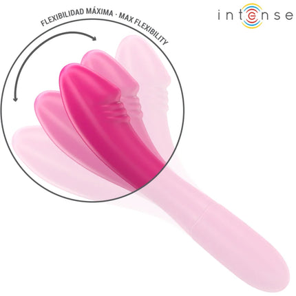 Intense belinda vibrator 19 cm flexible aus pinkem silikon mit gebogenem, zugespitztem kopf und glattem griff