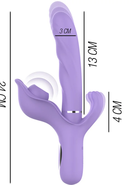 Lila silikon vibrator billie multifunction mit saugfunktion und pulsierendem, dualem design mit ergonomischem griff
