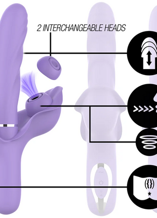 Lila silikon rabbit vibrator billie multifunktionsvibrator mit saug und pulsierenden kopfen