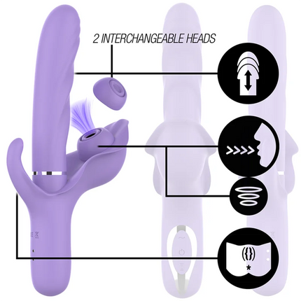 Lila silikon rabbit vibrator billie multifunktionsvibrator mit saug und pulsierenden kopfen