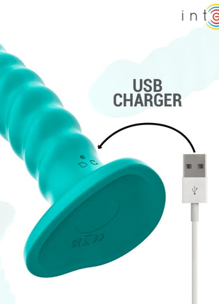 INTENSE - BUFFY VIBRATOR GRÖSSE S SPIRALE DESIGN 10 VIBRATIONEN BLAU FERNBEDIENUNG