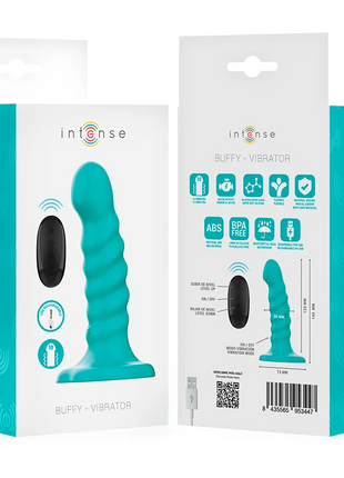 INTENSE - BUFFY VIBRATOR GRÖSSE S SPIRALE DESIGN 10 VIBRATIONEN BLAU FERNBEDIENUNG