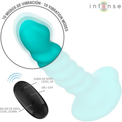 INTENSE - BUFFY VIBRATOR GRÖSSE S SPIRALE DESIGN 10 VIBRATIONEN BLAU FERNBEDIENUNG