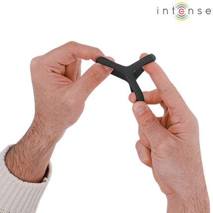 Schwarzer silikon stressreliever y-förmig von intense modell carson doppelter penisring aus silikon schwarz