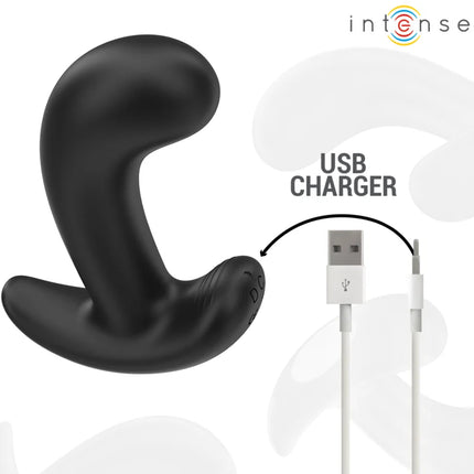 Schwarzer silikon vibrierender intense chandler analplug mit usb-ladekabel und fernbedienung