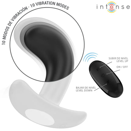 Intense chandler analplug aus schwarzem und weißem silikon mit 10 vibrationsmodi und fernbedienung