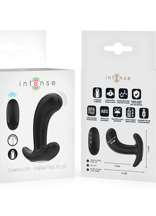 Intense chandler analplug aus schwarzem silikon mit fernbedienung und 10 vibrationen für intensive stimulation