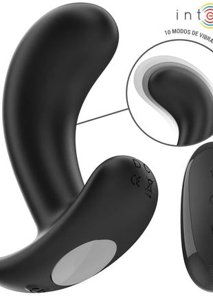 Schwarzer intense chandler anal plug mit 10 vibrationen und fernbedienung in schlankem, geschwungenem design