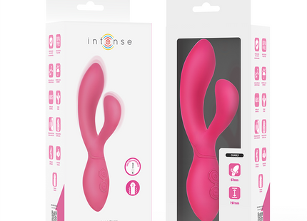 Pink intensiver charly beweglicher vibrationsstimulator mit glattem ergonomischem design und dual texturierten köpfen