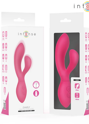 Pink intensiver charly beweglicher vibrationsstimulator mit glattem ergonomischem design und dual texturierten köpfen