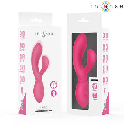Pink intensiver charly beweglicher vibrationsstimulator mit glattem ergonomischem design und dual texturierten köpfen