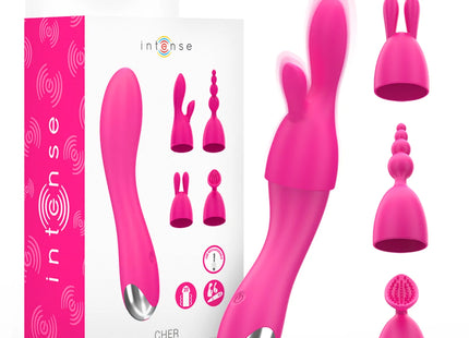 INTENSE - CHER VIBRATOR MIT 20 MUSTER UND AUSTAUSCHBAREN AUFSÄTZEN