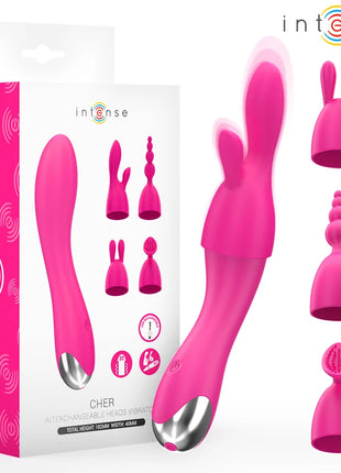 INTENSE - CHER VIBRATOR MIT 20 MUSTER UND AUSTAUSCHBAREN AUFSÄTZEN