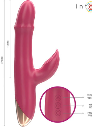 Intense chloe multifunktionsvibrator 3 in 1 rot pinker silikonvibrator mit goldfarbener spitze und drei steuerknöpfen
