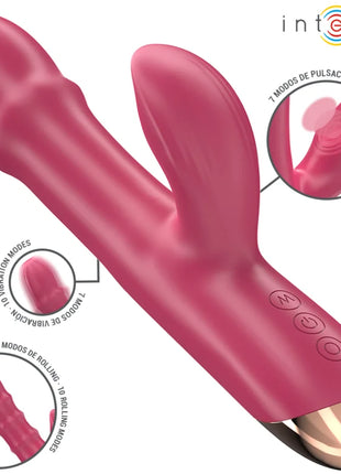 Intense chloe multifunktionsvibrator 3 in 1 rot mit glattem, glänzendem finish und drei bedientasten am griff