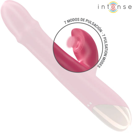 Intense chloe multifunktionsvibrator 3 in 1 rot mit glatter glänzender oberfläche und magentafarbenem pulsationsmechanismus
